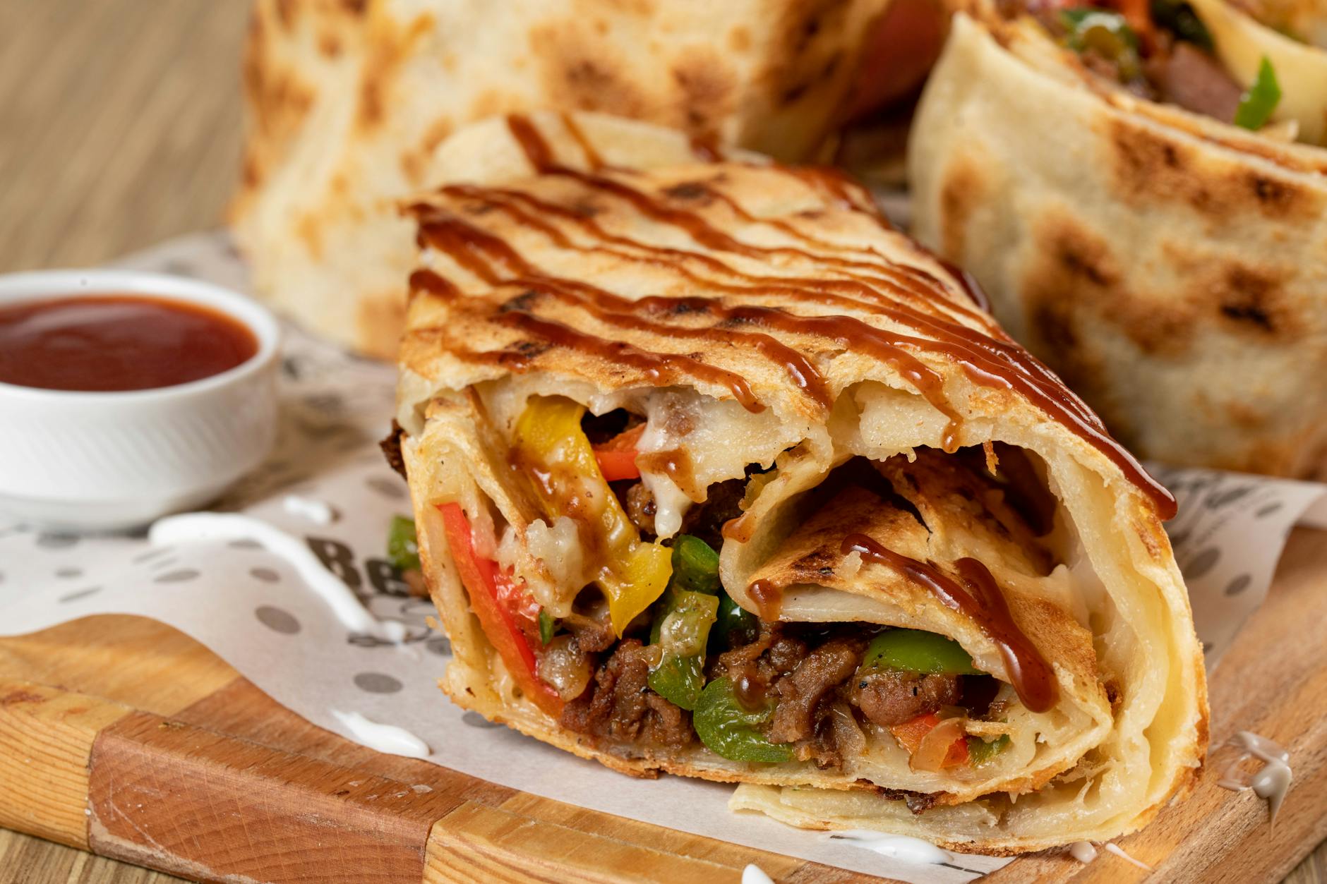 burrito in close up photography